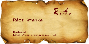 Rácz Aranka névjegykártya